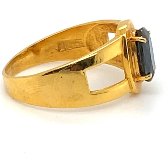 Blue Sapphire 1.44ct Solid 21K Yellow Gold Ring - Picture 5 of 9